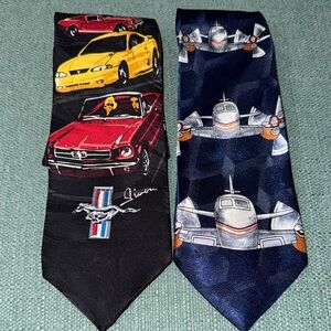 Lot of 2 Vehicle Ties - Ford Mustang and Airplane 🔥